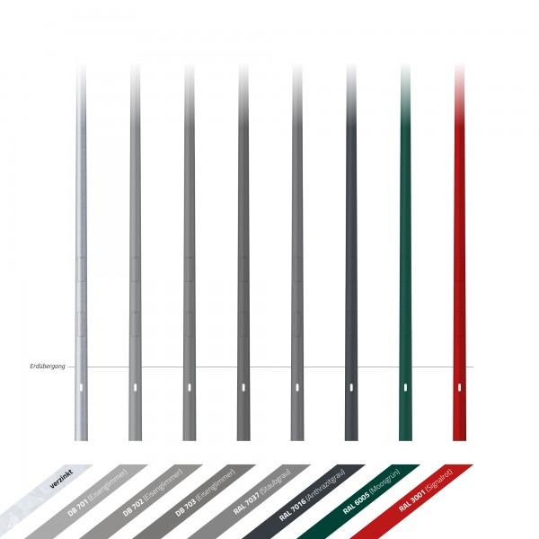 12m Flutlichtmast, verstärkt, Zopf 108 mm, konisch (Windzone 4)