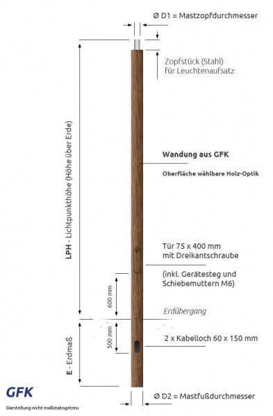 Laternenmast Holz Optik GFK