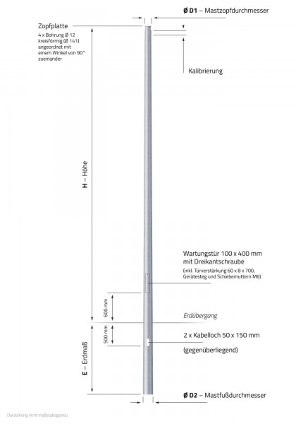 16m Sirenenmast für HÖRMANN Mehrhorn-Sirenen und Warnsysteme