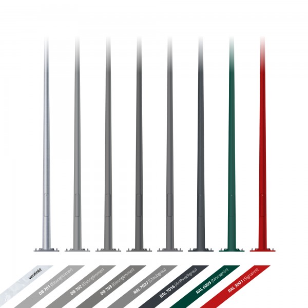 4m Kippmast (Klappmast) mit Doppelankerplatte, Ø 76 mm (Lichtmast kippbar)