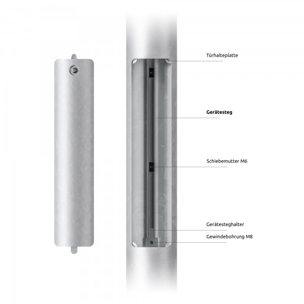 6m WLAN-Mast, zylindrisch abgesetzt, Stahl verzinkt