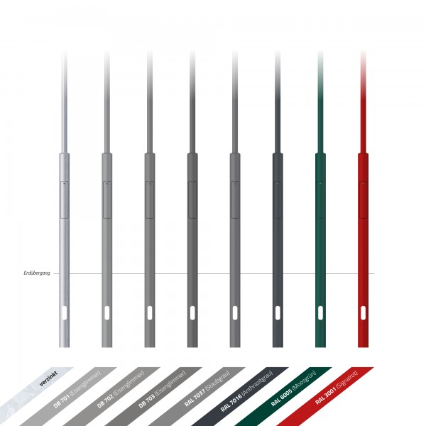 5m Laternenmast - Zopf Ø 76 mm zylindrisch abgesetzt