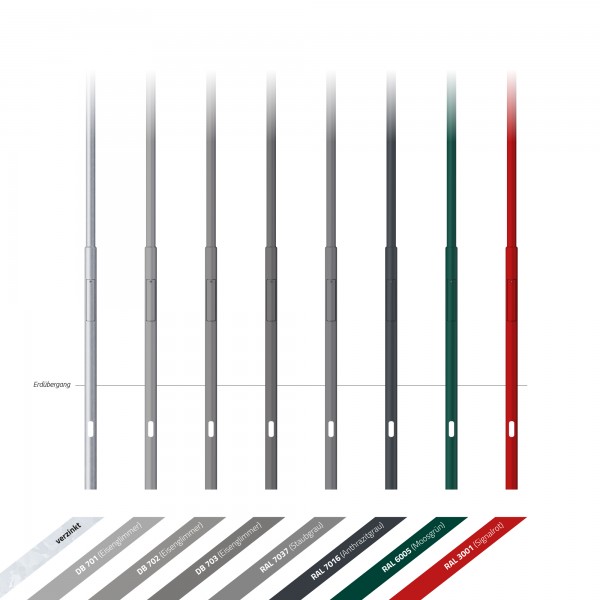 6m Laternenmast - Zopf Ø 76 mm (2-fach zylindrisch abgesetzt, verzinkt)