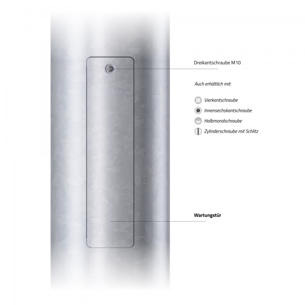 12m Flutlichtmast, verstärkt, Zopf 108 mm, konisch (Windzone 4)